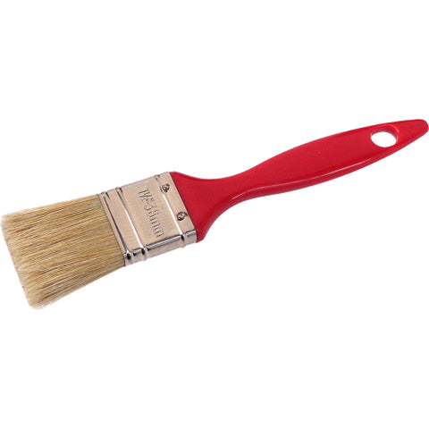 Brocha de cerda sintética con mango rojo para aplicación de pinturas industriales y esmaltes